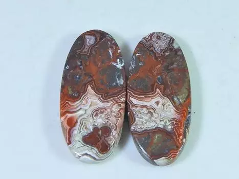 30Cts. Агат AAA Crazy Lace (13X29X02 мм каждый) Пара овальных кабошонов SK-3060
