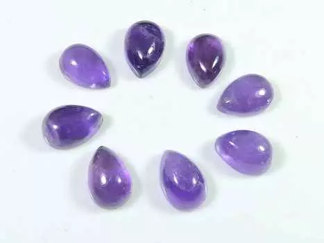 30Cts. Natural Amethyst Pear Crytsal Cabochon Gemstone 08Pcs Lot 08X12MM RQ-1771