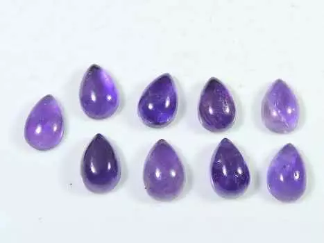 30Cts. Natural Amethyst Pear Crytsal Cabochon Gemstone 09Pcs Lot 08X12MM RQ-1775