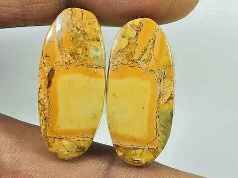 30Cts. Натуральная яшма Малигано (12 мм X 27 мм каждый) Пара овальных кабошонов SK-2789