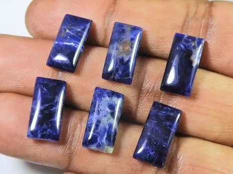 30Cts. Натуральный содалит прямоугольный кабошон драгоценный камень россыпью 06 шт. Лот 8X16MM RQ-1960