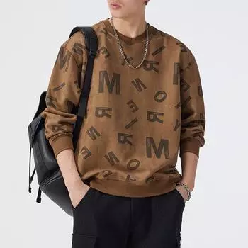 30G Тяжелый ретро замшевый свитер мужской осенний модный бренд высокого класса американский повседневный свободный большой размер топ для мужчин M темно серый