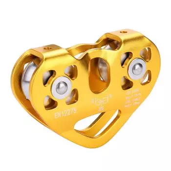 30KN двойной шкив трос спасательный трос тележка наружное скалолазание оборудование(Золото)