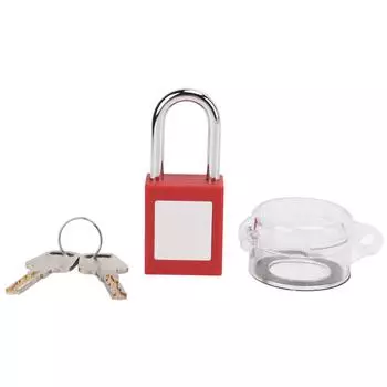 30mm/1.2in Emergency Button Switch Cover Transparent Dustproof with 38mm Red Padlock for Chemical