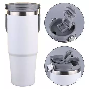 30oz Stainless Steel Vacuum Insulated Bottle Coffee Mug Thermos Bottle Portable Flask Carafe Insulated Cup Lid Straw Thermal Cup оранжевый
