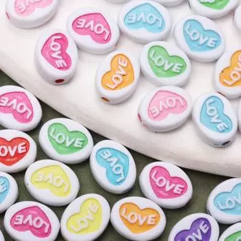 30 шт. 12,5*9,5 мм Сердце Любовь Рассыпчатая прокладка Акриловые плоские цветные бусины для изготовления ювелирных изделий своими руками ожерелья аксессуары
