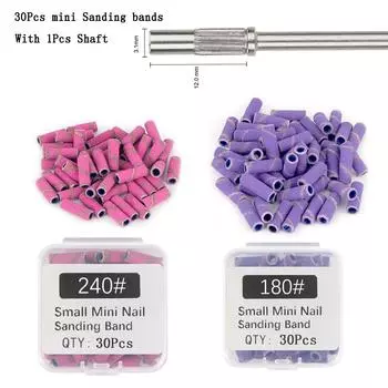 30 шт. 3,1 мм мини-шлифовальные ленты для ногтей с валом 3/32 дюйма, сверла для ногтей, набор инструментов для удаления омертвевшей кожи и геля для ногтей