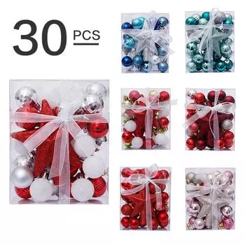 30Pcs 3CM New Year DIY Gifts Crafts Xmas Hanging Christmas Tree Decoration Drop Pendant Ball Bauble