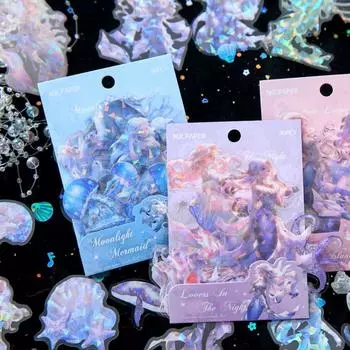 30pcs/bag Dreamy DIY Material Sticker PVC Decorative Decals Creative Endless Ocean Sticker Goo Card розовый