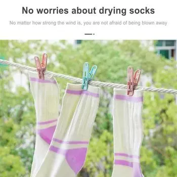 30PCS Clothesline Clips Windproof Household Laundry Pins Clips with Basket Small Clothes Pegs for Socks Underwear Towels Clips синий
