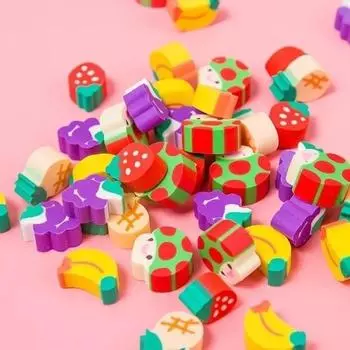 30pcs Cute Mini Fruit Eraser Pencil Kids Stationery Gift Toy Prize Kawaii Student Erasers School Supplies Random Delivery S