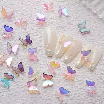 30Pcs Delicate Exquisite Shape Nail Accessories Art Decors Butterfly Ornaments Designs Manicure Tips for Salon