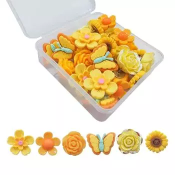 30Pcs DIY Flower Pushpins Creative Blackboard Push Pins Decorative Studs Photo Wall Decor жёлтый