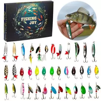 30pcs Fishing Spoon Lure Set Spinner Bait Mixed Color Fishing Lures Baits Trout Fishing Baits Fishing Gifts for Men CHINA
