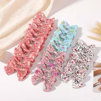 30pcs Flower Print Cotton Random Hair clips For Baby Girls Bohemian Style Hair Clip Handmade Hairpins HeadwearHair Accessorie