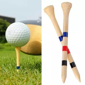 30Pcs Golf Bamboo Tee 83mm Stripe Mark Scale Tee Adjustable Height Bamboo Depth Marking Tee Golf Accesories