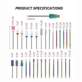 30PCS Nail Drill Set Manicure Tungsten Steel Ceramic Alloy Grinding Head to Remove Nails Dead Skin Nail Accessories Nail Tools