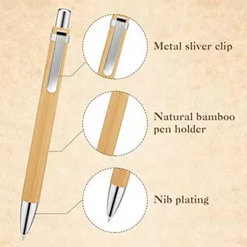 30Pcs Press Bamboo Ballpoint Pen Wood Ball Pen Press Bamboo Pens Bamboo чёрный