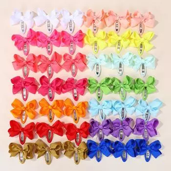 30PCS random butterfly hair clips for girls double ponytail hairgripes ribbon bows barrette kids headclips