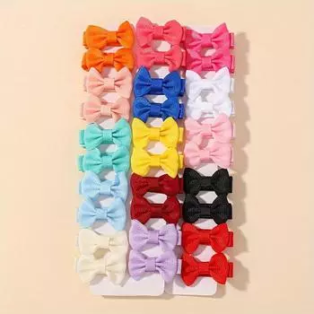 30pcs/Set Cute Dopamine Color Fabric Hair Bow Clips for Girls Rainbow 1.5 Mini Bowbots Hairpins Headwear Kid Hair Accessories