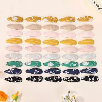 30Pcs/Set Embroidery Waterdrop Shape Hair Clips For Women Girls Snap Random Hairpins Barrettes Headwear Kids Hair Accessories