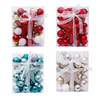 30шт Рождественский кулон Рождественский шар Елка Топ Звезда Подарочный набор Модель H Белое золото 30pcs/set