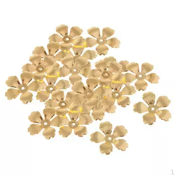 30шт Золотая металлическая филигранная цветочная бусина, колпачки-проставки