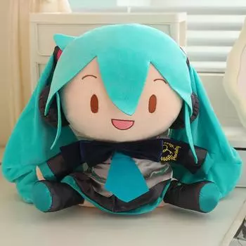 30см Милая Плюшевая Игрушка Хатсунэ Мику Каваи Аниме Мику с Бантом Высококачественные Плюшевые Игрушки Успокаивающая Плюшевая Игрушка Подарок на День Рождения Девочке 30cm