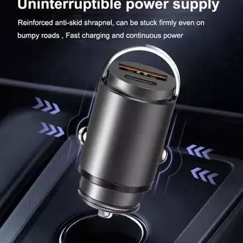 30W Car Charger Lighter PD Fast Charging For IPhone QC3.0 Mini USB Type C Phone Charger For Samsung Car Accessory M5N8 серый