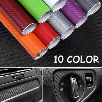 30x127 см 3D наклейки из углеродного волокна для автомобиля, рулон, универсальная виниловая наклейка для самостоятельного стайлинга, цветная наклейка для защиты экстерьера и интерьера автомобиля чёрный