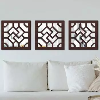 30x30 см самоклеящееся деревянное настенное зеркало декоративный модный входной зеркальный элемент винтажное квадратное зеркало в деревенском стиле настенные зеркала 30x30cm