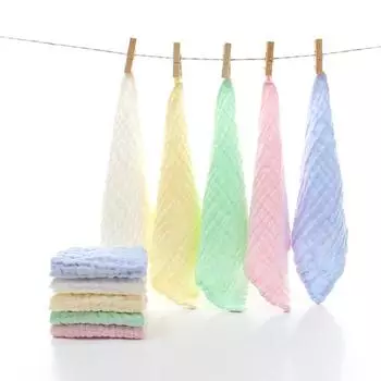 30x30cm Baby Towel Bath Towels Face Washcloth Muslin Squares Cotton Hand Wipe Gauze for Bathing Feeding Kids Handkerchief зелёный