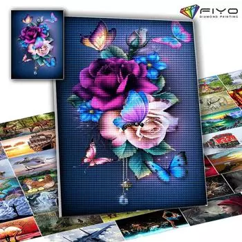 30x40 см 5D DIY алмазная живопись бабочки и цветы мозаика Алмазная вышивка полная квадратная дрель животное вышивка крестиком подарок ручной работы Full Round 30X40CM