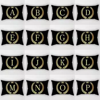 30x50 см черное золото наволочка с буквами алфавита гостиная диван стул украшение дома листья Корона полиэстер наволочка 30x50cm