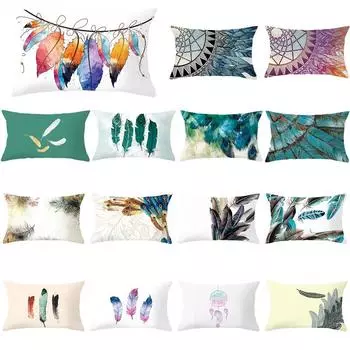 30x50 см наволочка с принтом перьев домашняя полиэстеровая наволочка декоративные диванные подушки наволочка домашний декор диван спальня украшения 30X50cm