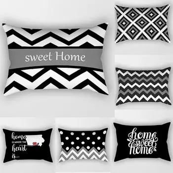 30x50 см прямоугольная наволочка для дивана декоративная подушка с геометрическим принтом наволочка простой стиль черно-белая наволочка 30x50cm