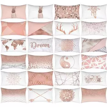 30x50 см скандинавские геометрические поясничные подушки чехол розовое золото розовый поясная подушка чехол для дивана декоративные декоративные подушки домашний декор 30X50cm