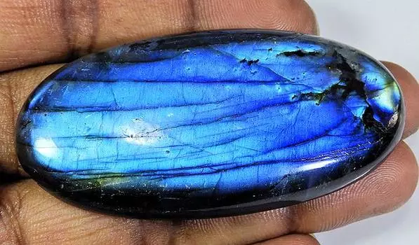 30X65X09MM Natural Peacock Blue Labradorite Oval Cabochon Loose Gemstone BK-30