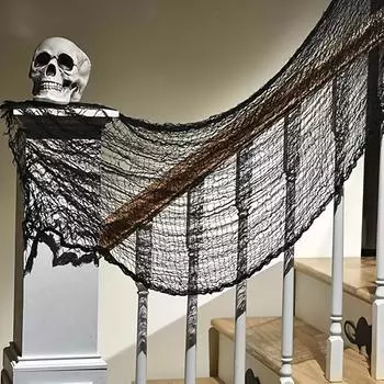 30x72inch Creepy Cloth - Ominous Black Frightfully Spooky Fabric for Haunting Halloween Atmosphere Versatile Celebrations чёрный