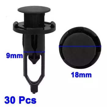 30X 9 мм пластиковые заклепки нажимного типа крепежные зажимы для бампера для Toyota 30pcs чёрный
