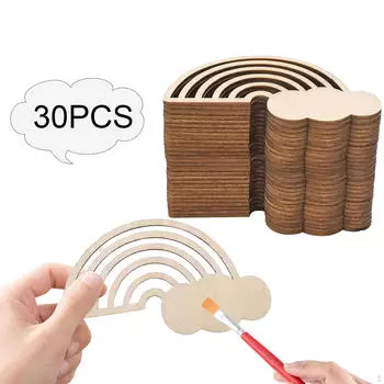 30x Радужные деревянные детали Пустые срезы Поделки Украшения для рождественского искусства