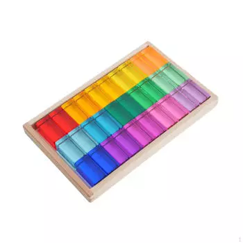 30x радужных строительных кубиков, акриловые полоски, гладкая складывающаяся игрушка, прямоугольник