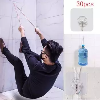 30x Strong Transparent Suction Cup Sucker Wall Hooks Hanger For Kitchen Bathroom белый