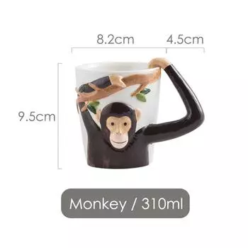 310 мл керамическая новинка 3D кружка для кофе рельефная обезьяна молочная чашка смешная чашка для чая с ручкой безопасна для микроволновой печи 301-400ml