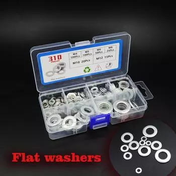 310 шт. Комплект плоских шайб Большие плоские шайбы Прокладки M4 M5 M6 M8 M10 M12 Комплект металлических шайб Крепежные детали белый