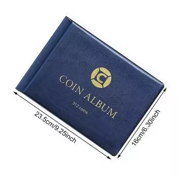 312 карманов Папка для монет Коллекция Держатель для книг Альбомы для коллекционеров Портативный кейс для хранения монет Офисные принадлежности One Size синий