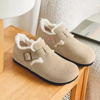 3133 флис и более толстые осенне-зимние новые теплые хлопковые туфли мужские и женские коровья кожа платформа слипоны повседневные туфли 35-Standard yardage