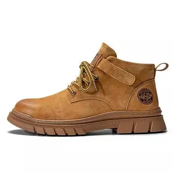 3166 First-layer leather tooling boots Winter retro mid-tube Martin boots Outdoor leather Pig Bar tactical desert boots 38-One size too large