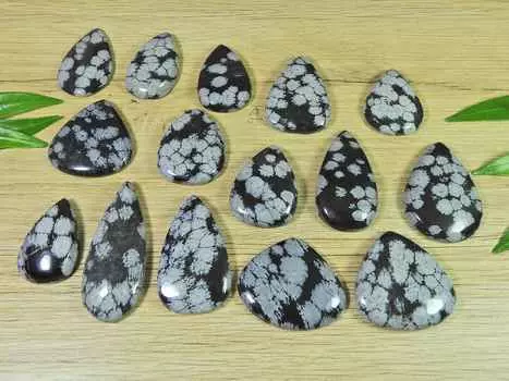 318Cts. Натуральный снежинка обсидиан овальный кабошон драгоценный камень россыпью 15 шт. лот RQ-2908