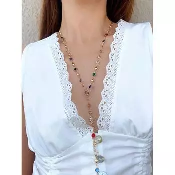 31,2 дюйма модное разноцветное стеклянное длинное Y-образное ожерелье металлическая цепочка на ключицу золотого, серебряного цвета летние праздники вечерние украшения для тела